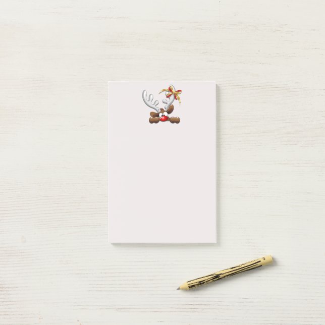 Reindeer Puzzled Funny Jultecken Post-it Block (På skrivbordet)