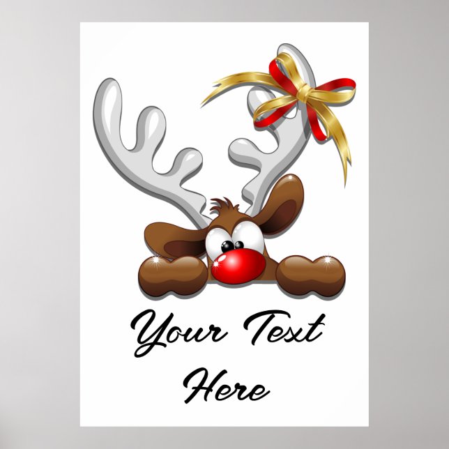 Reindeer Puzzled Funny Jultecken Poster (Framsidan)