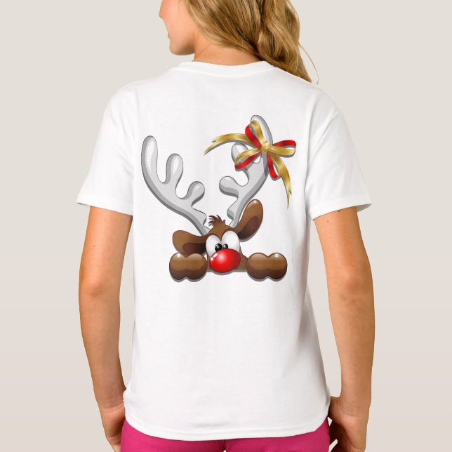 Reindeer Puzzled Funny Jultecken T Shirt (Baksida)