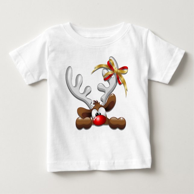 Reindeer Puzzled Funny Jultecken T Shirt (Framsida)