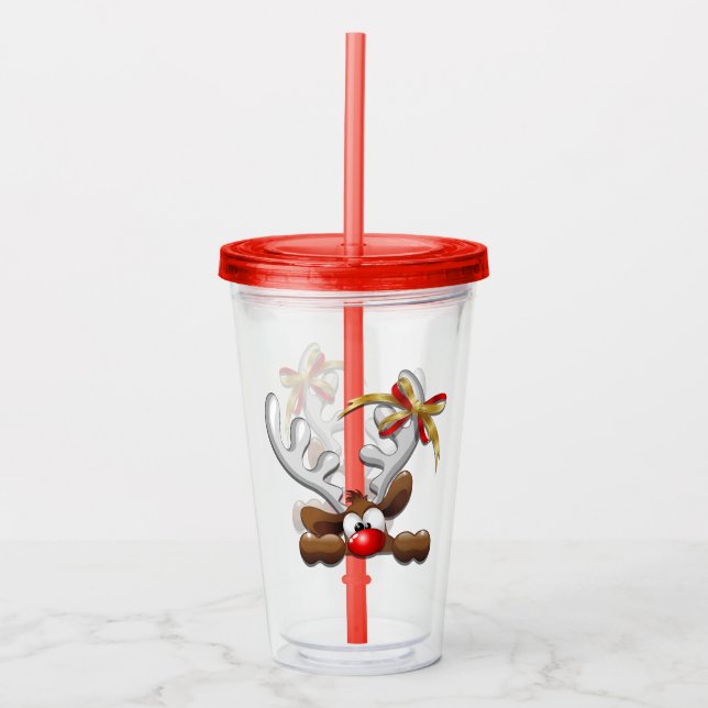 Reindeer Puzzled Funny Jultecken Take Away Mugg (Framsida)