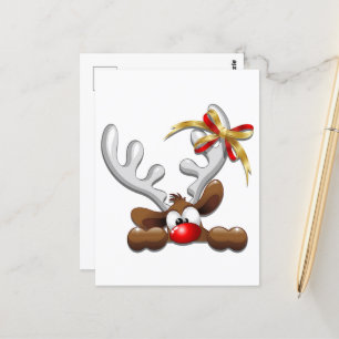 Reindeer Puzzled Funny Jultecken Vykort