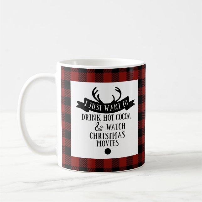 Reindeer Red & Black Buffalo Play-jul Kaffemugg (Vänster)