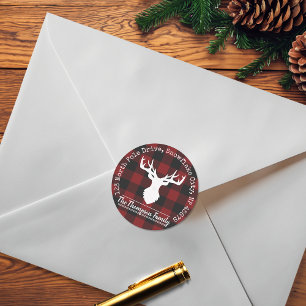Reindeer Red Buffalo Plade Returetiketter Runt Klistermärke