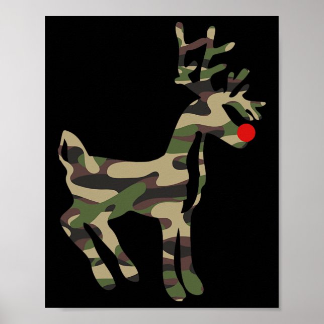 Reindeer Red Nose Camo Camouflage - Julafton Helgd Poster (Framsidan)