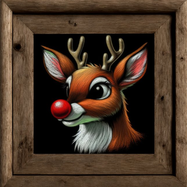 Reindeer Red Nose, hårdpastel Teckning Poster (Skapare uppladdad)