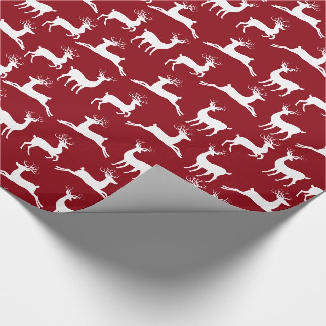 Reindeer Red White Jul Wrapping Papper Presentpapper (Hörn)