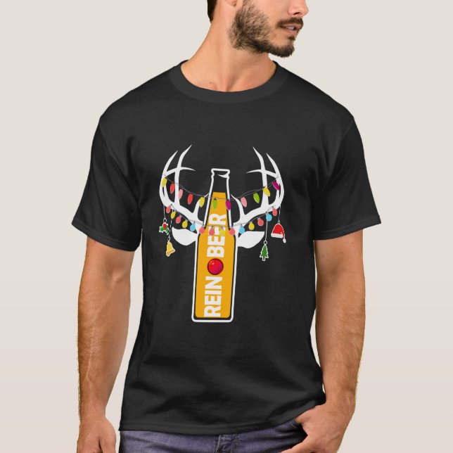 Reindeer Reinbeer Beer jul Ljus Funny Beer T Shirt (Framsida)