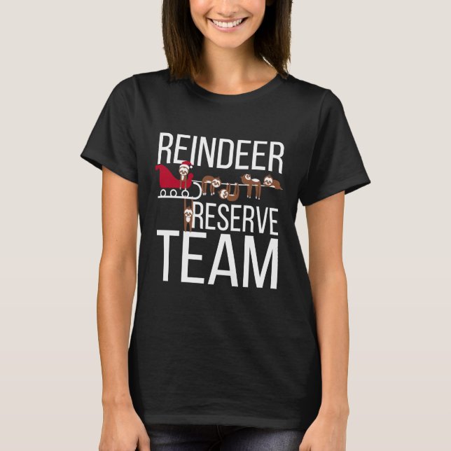 Reindeer Reserve Team Funny Sjunde jul T Shirt (Framsida)