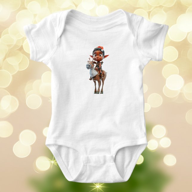 Reindeer Rider jul Elf Baby Bodykostym T Shirt (Skapare uppladdad)