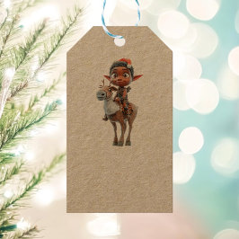 Reindeer Rider jul Elf Kraft Gift Märkres Presentetikett