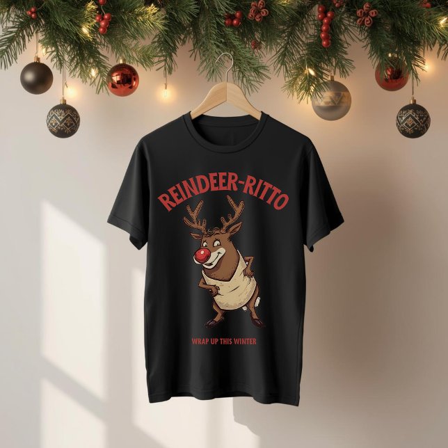 Reindeer-rito - Ljuskjul Burrito Pun T Shirt (Skapare uppladdad)