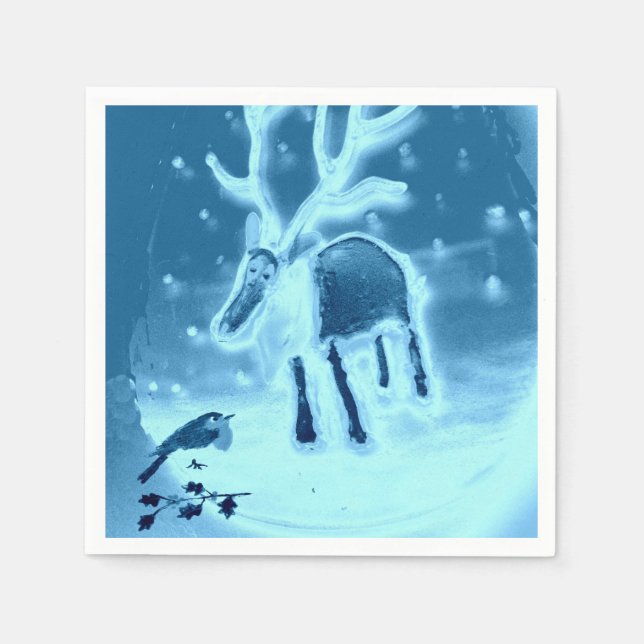 Reindeer Robin i snö Pappersservett (Framsidan)