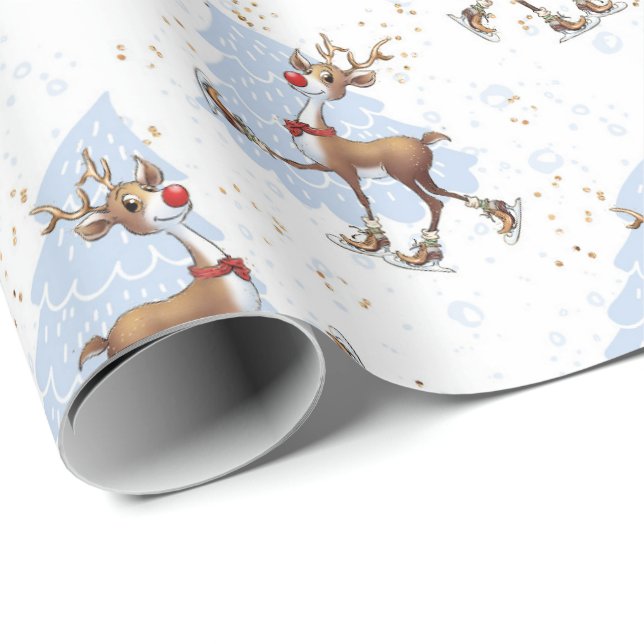 Reindeer Rudolph jul Presentpapper (Rullad Hörn)