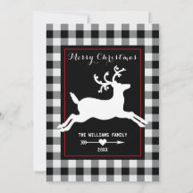 Reindeer Rustic Black White Buffalo Check Photo