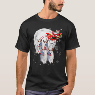 Reindeer Samoyed Dogs Pulling Santa Claus Sleigh C T Shirt