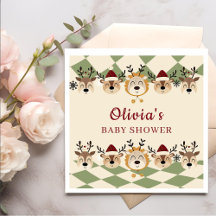 Reindeer Santa Baby, jul, babystövel Napkins