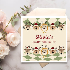 Reindeer Santa Baby, jul, babystövel Napkins Pappersservett