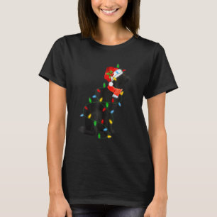 Reindeer Santa Hat Black Cat jul Ljus Cute T Shirt