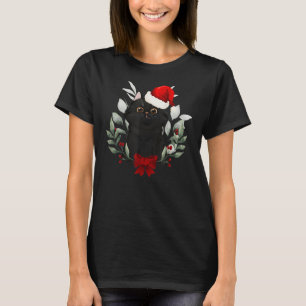 Reindeer Santa Hat Black Cat jul Ljus Cute T Shirt