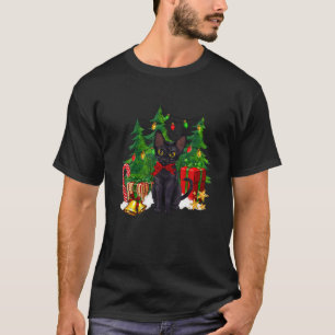 Reindeer Santa Hat Black Cat jul Ljus Cute T Shirt