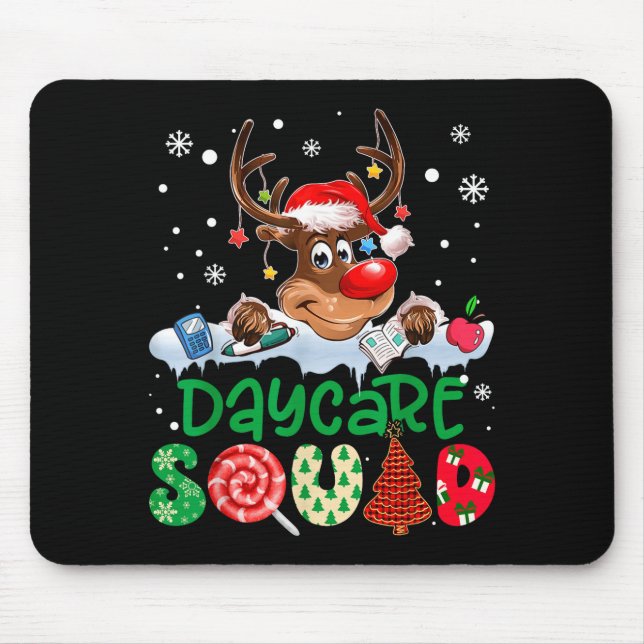 Reindeer Santa Hat Daycare Squad Teacher Christmas Musmatta (Framsidan)