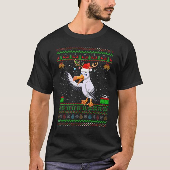 Reindeer Santa Hat Matching Ugly Albatrosses Chris T Shirt (Framsida)