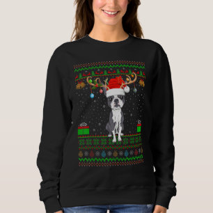 Reindeer Santa Hat Matching Ugly Boston Terrier Ch T Shirt