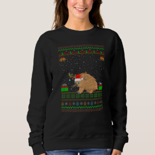 Reindeer Santa Hat Matching Ugly Echidna-jul T Shirt