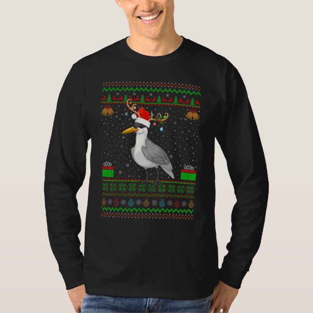 Reindeer Santa Hat Matching Ugly Fiskmåsar Bird Ch T Shirt (Framsida)