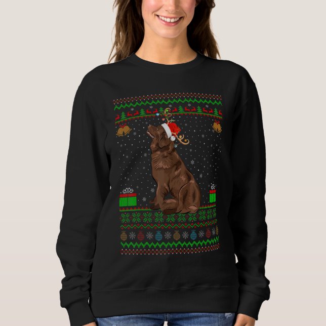Reindeer Santa Hat Matching Ugly Newfoundland Chri T Shirt (Framsida)
