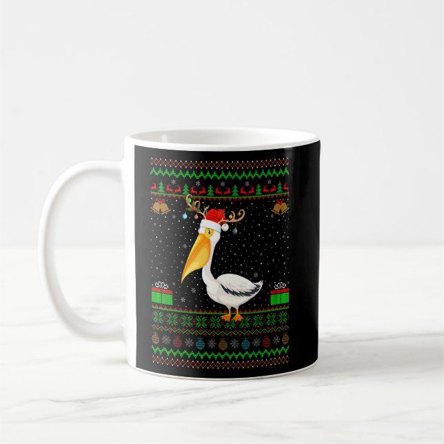 Reindeer Santa Hat Matching Ugly Pelican Bird Chri Kaffemugg (Vänster)