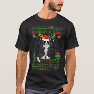 Reindeer Santa Hat Matching Ugly Rough Collie Chri T Shirt