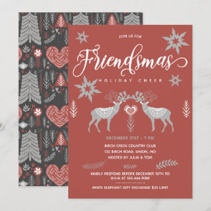 Reindeer Scandinavian Friendsmas Party Inbjudningar