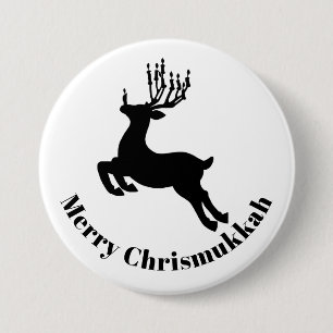 Reindeer Silhouette Chrismukkah Button Knapp