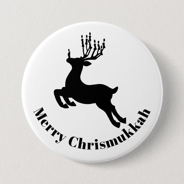 Reindeer Silhouette Chrismukkah Button Knapp (Framsida)