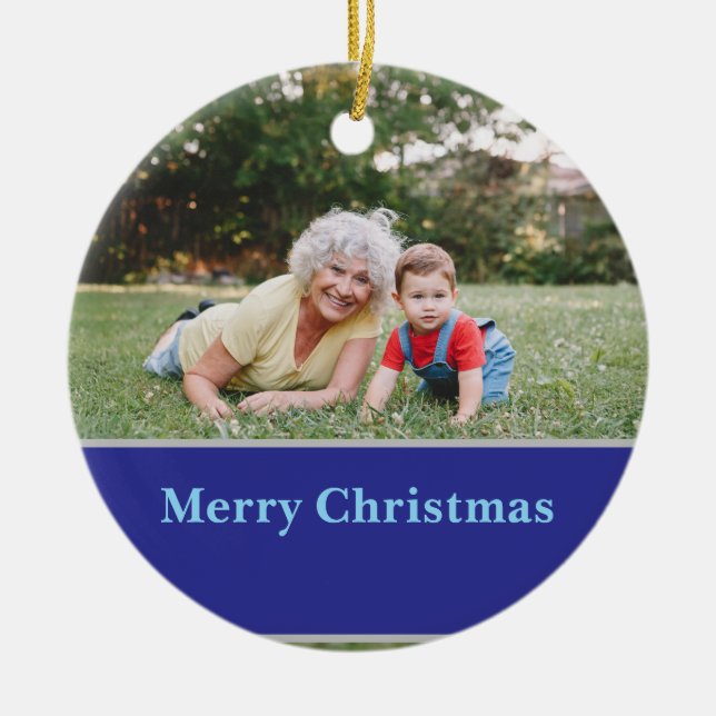 Reindeer Silhouette Christmas Greeting and Photo  Julgransprydnad Keramik (Framsidan)