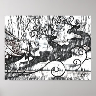 Reindeer Sketch-värde Poster