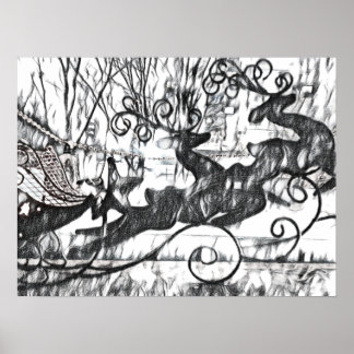Reindeer Sketch-värde Poster