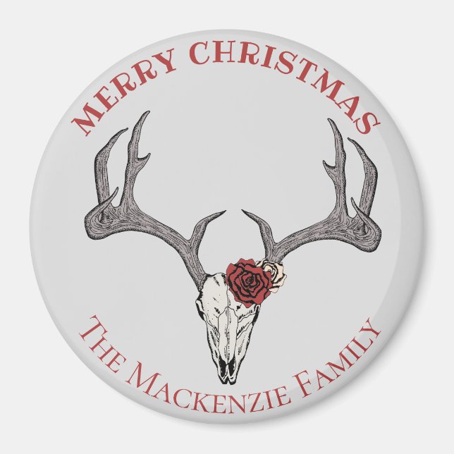 Reindeer Skull Antlers land Hjort Magnet (Framsidan)