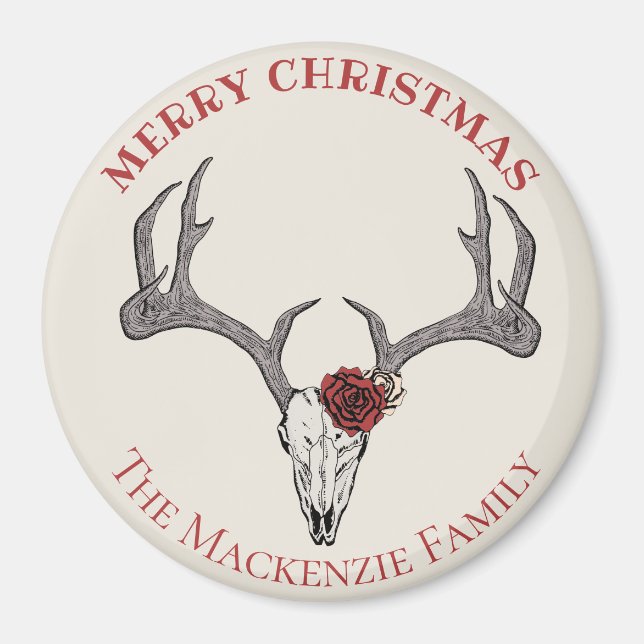 Reindeer Skull Antlers land Hjort Magnet (Framsidan)