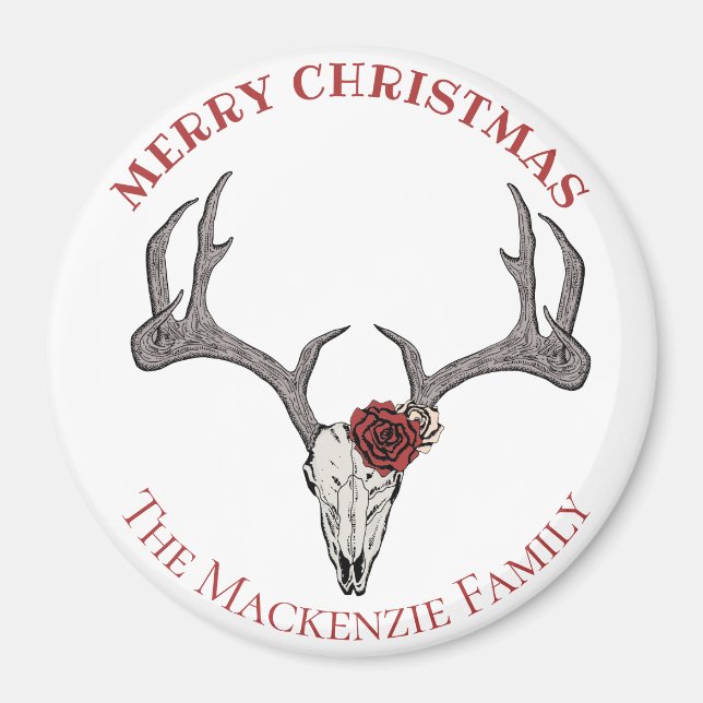 Reindeer Skull Antlers land Hjort Magnet (Framsidan)