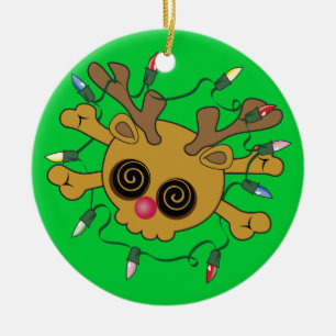 Reindeer Skull Julgransprydnad Keramik