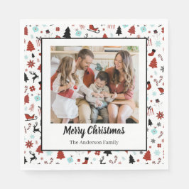 Reindeer Sleigh Christmas Pine Trees Pappersservett