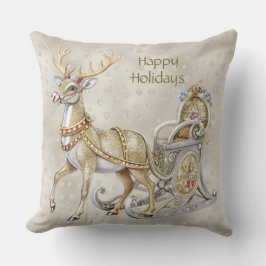 Reindeer Sleigh Helgdag Dekorativ kudde