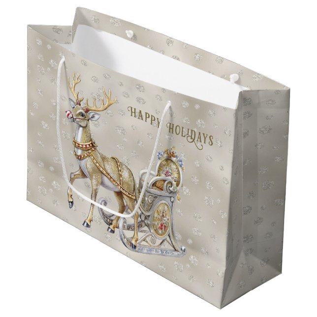 Reindeer Sleigh Helgdag Gift Bag (Framsidan Vinklad)