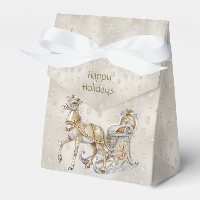 Reindeer Sleigh Helgdag Gift Box Presentaskar (Framsidan Sidan)