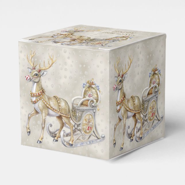 Reindeer Sleigh Helgdag Gift Box Presentaskar (Framsidan Sidan)
