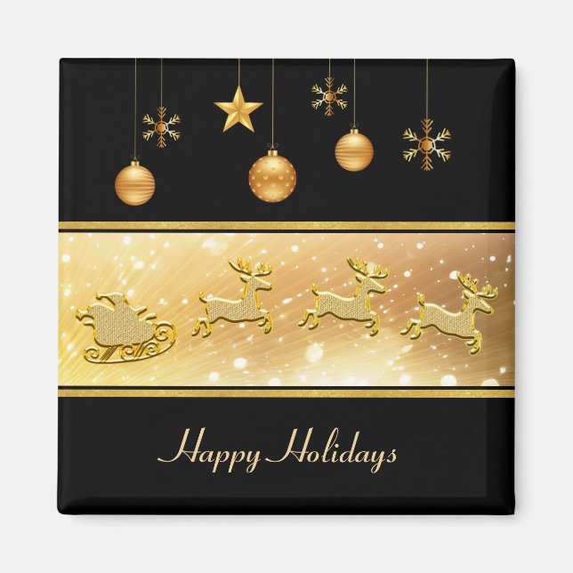 Reindeer Sleigh Helgdag jul Magnet (Framsidan)