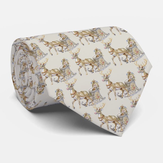 Reindeer Sleigh Helgdag Neck Tie Slips (Rullad)
